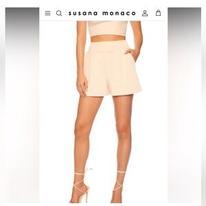 NWT Susana Monaco Blanched Almond High Waist Tailored  Comfortable Shorts